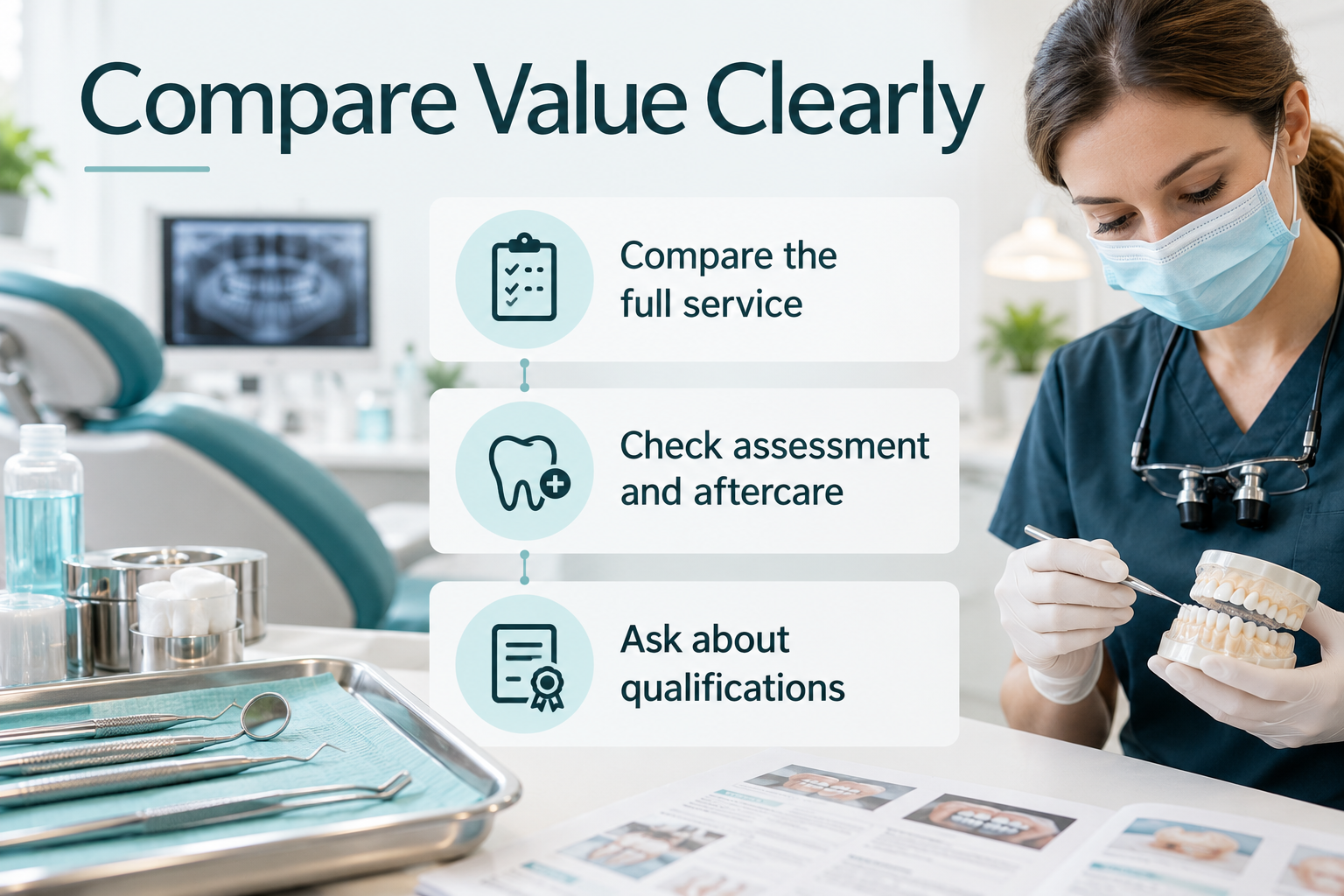 Compare Value Clearly. Compare the full service. Check assessment and aftercare. Ask about qualifications